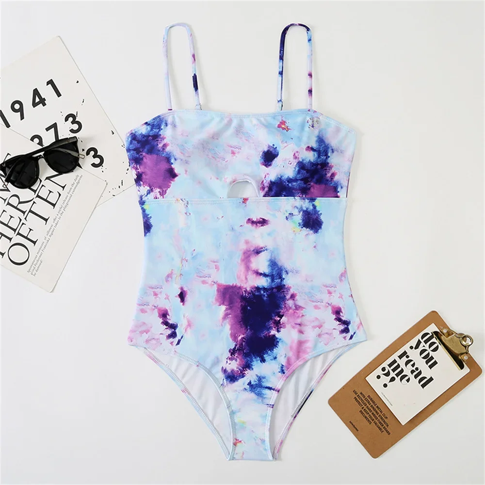 Vintage Print Sling Swimsuit Luxury Bikini Vacation Swimwear Hollow Out Tie Dye Monokini Strój kąpielowy dla kobiet Strój plażowy Biquini