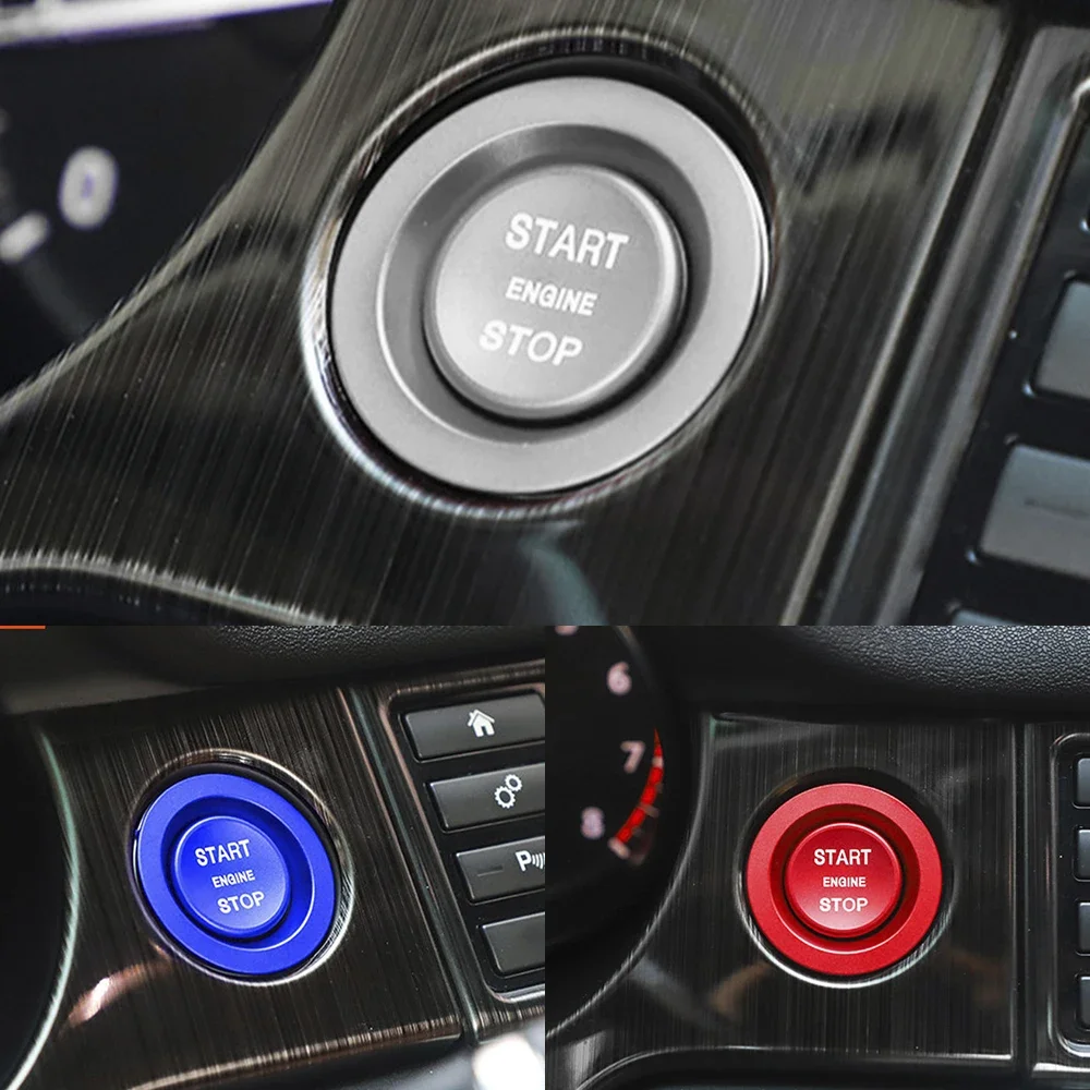 Kit d'anneaux de couverture de garniture de bouton d'arrêt de démarrage de moteur de voiture en aluminium pour Land Rover Discovery Sport LR5 Range Rover Sport Vogue Evoque