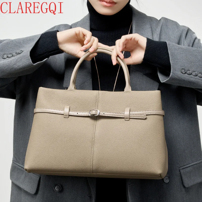 CLAREGQI New Model  All Match Handbags For Women Largecapacity Ladies Bag Fashion Messenger-Bags Cattle Hide Commuting Brief Bag