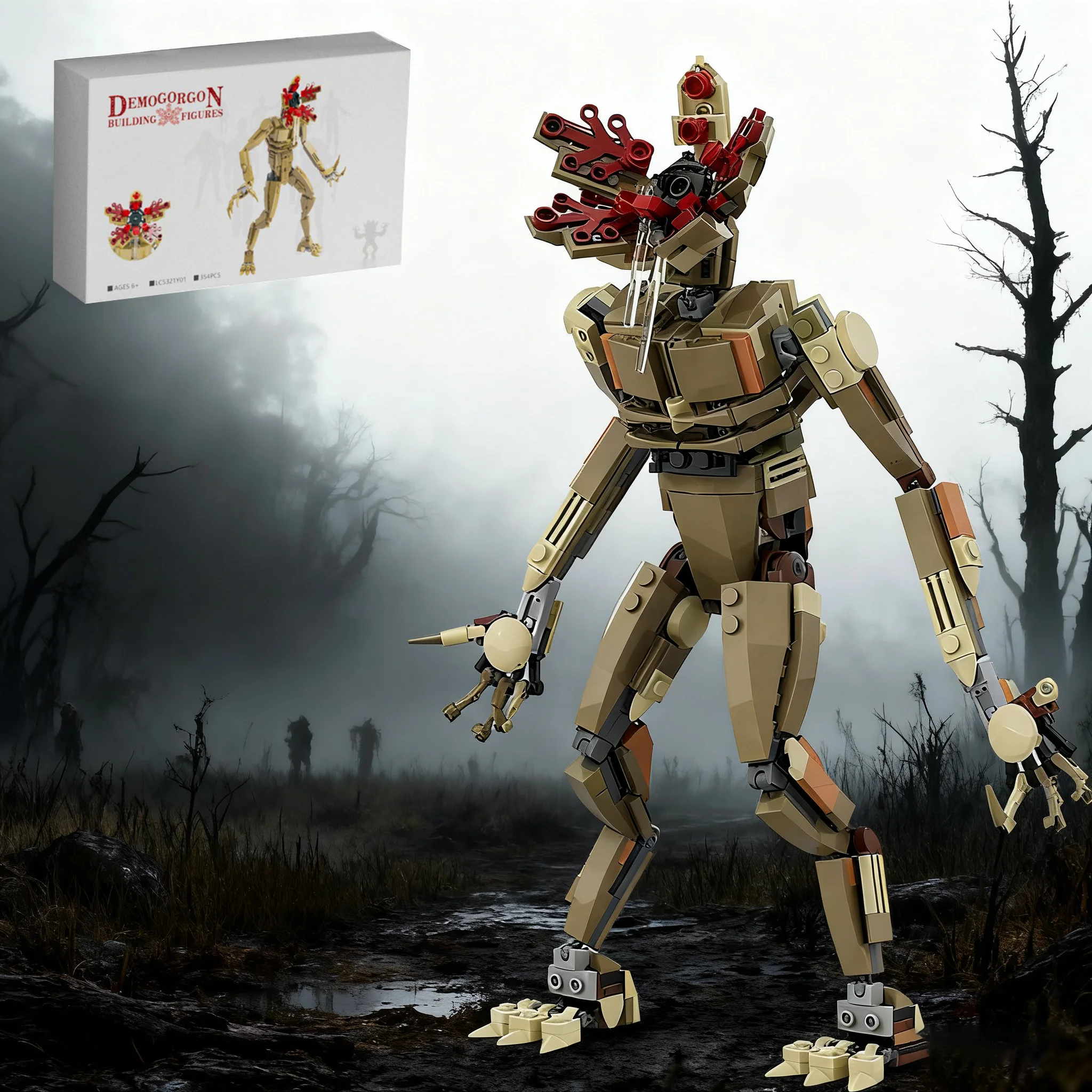 Demogorgon Toy Building Sets, Stranger Monster Figure Cannibal Flower Toys for Horror TV Series Fans, Halloween Present, 354 Pcs