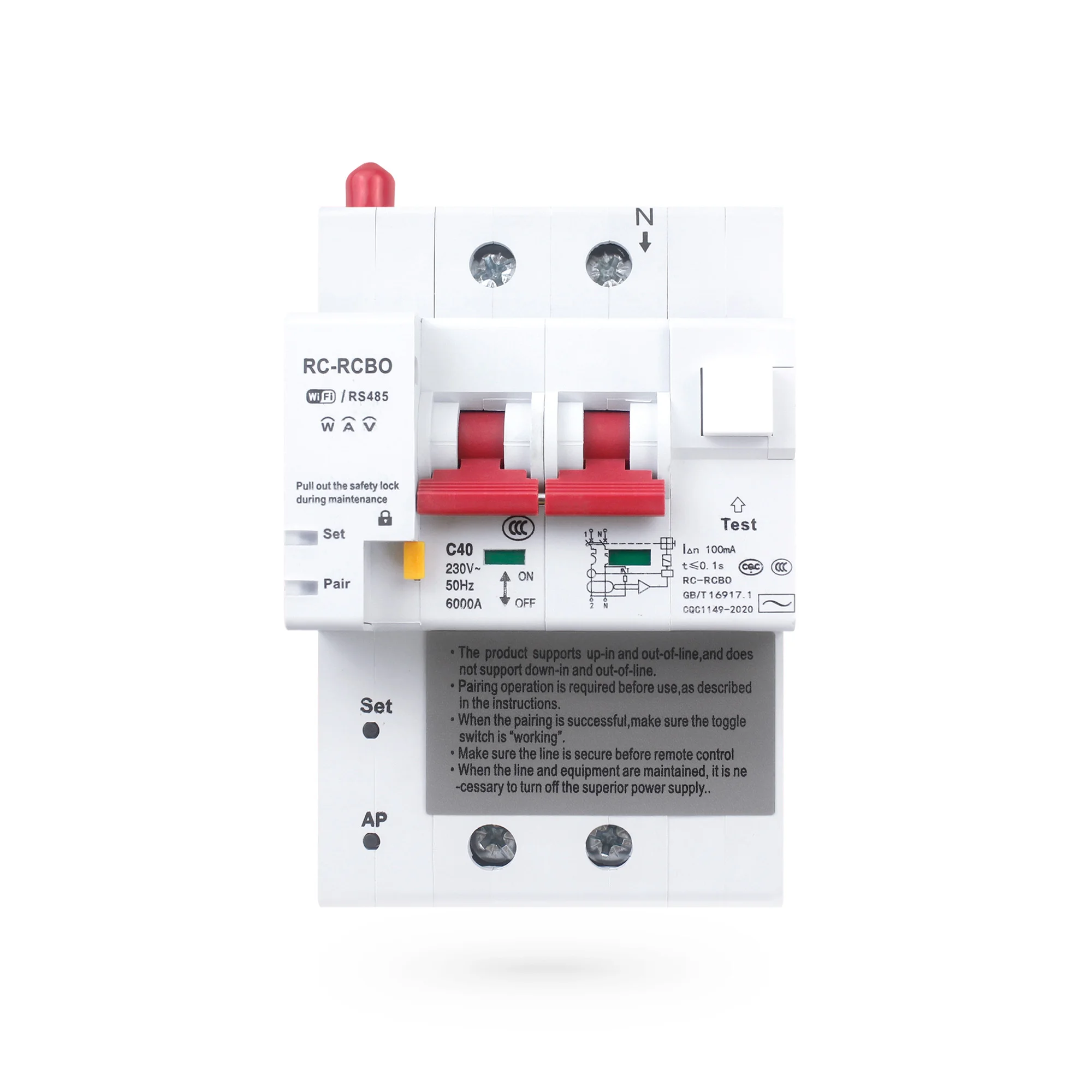 Fashionable 2P Tuya Smart MCB Switch Wifi Circuit Breaker with Measurement PST-MCB-2M