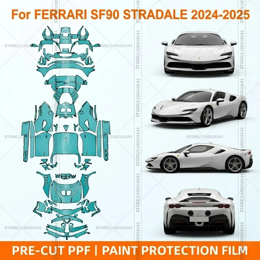 

Предварительно нарезанная прозрачная защитная пленка PPF для бампера, автомобильная защитная пленка Clear Bra для Ferrari SF90 Stradale 2024-2025