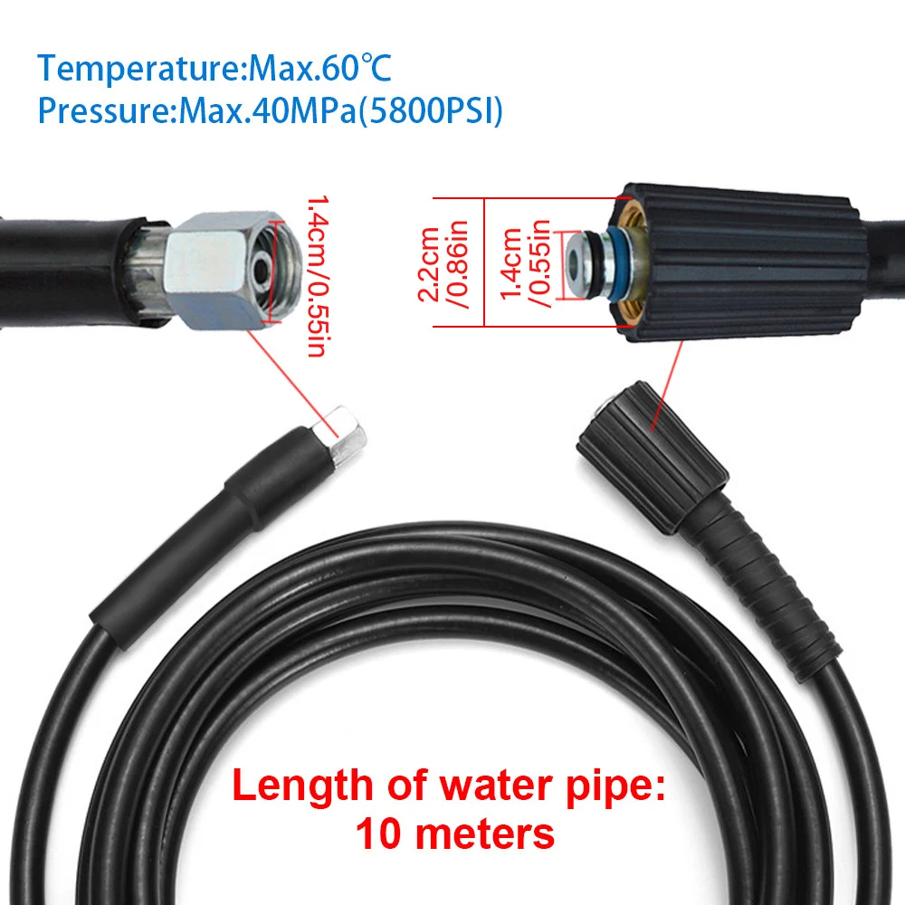 6/8/10/15m High Pressure Washer Hose M14 X M22 40MPa 5800PSI PVC Steel Car Cleaning Extension Pipe Accessory Karcher K Series