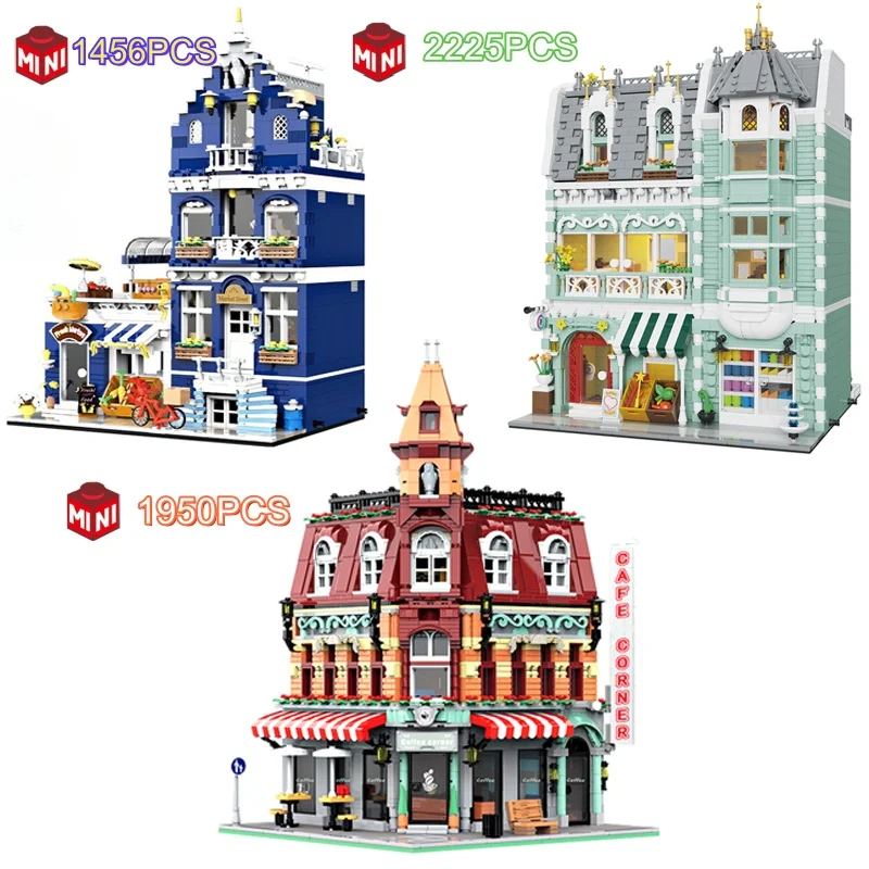 

Creative European Town Mini Building Blocks Set MOC Construction Model Scene Light Assemble Brick Toy Christmas Birthday Gifts