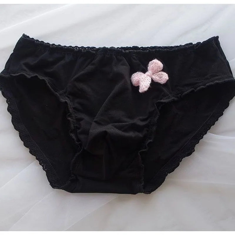 Men Underwear Cross-dressing Modal Cotton Ruffled Bow Briefs Low Waist Bulge Panties BF Gifts