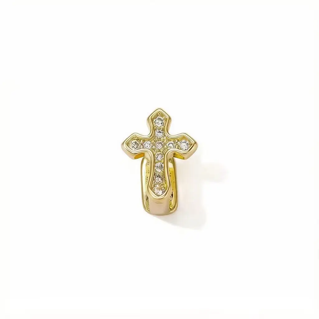 Halloween Cosplay Full CZ Cross Single Tooth Grillz Hip Hop Theme Party Dress Up Costume Props Mouth Jewelry Wholesale