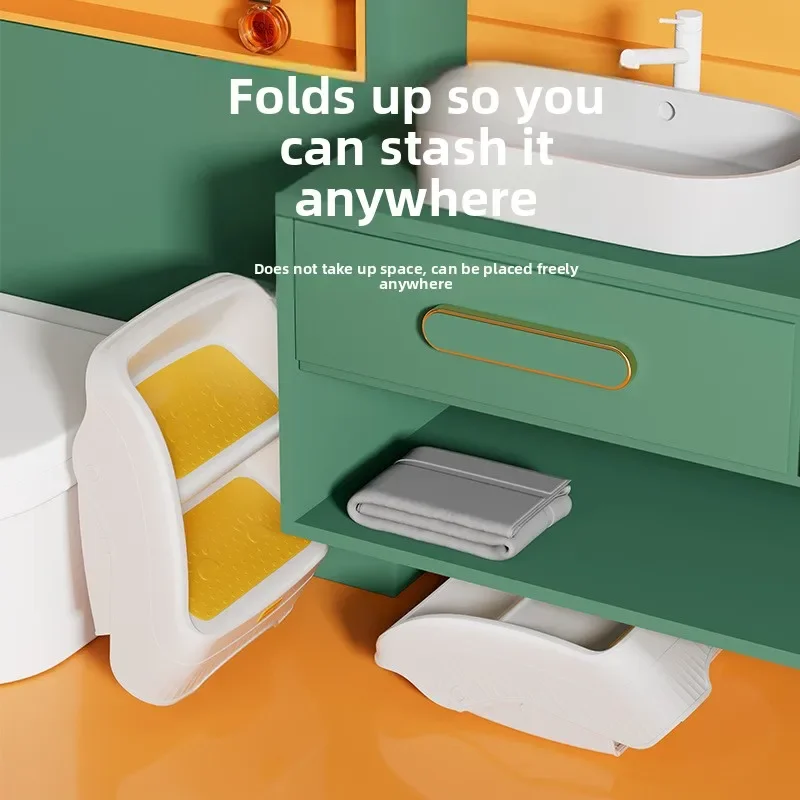 Kids Step Stool Non Slip Bathroom Foldable Foot Stool Wash Hands Face Portable Toilet Step Stool Baby Hand Washing Ladder