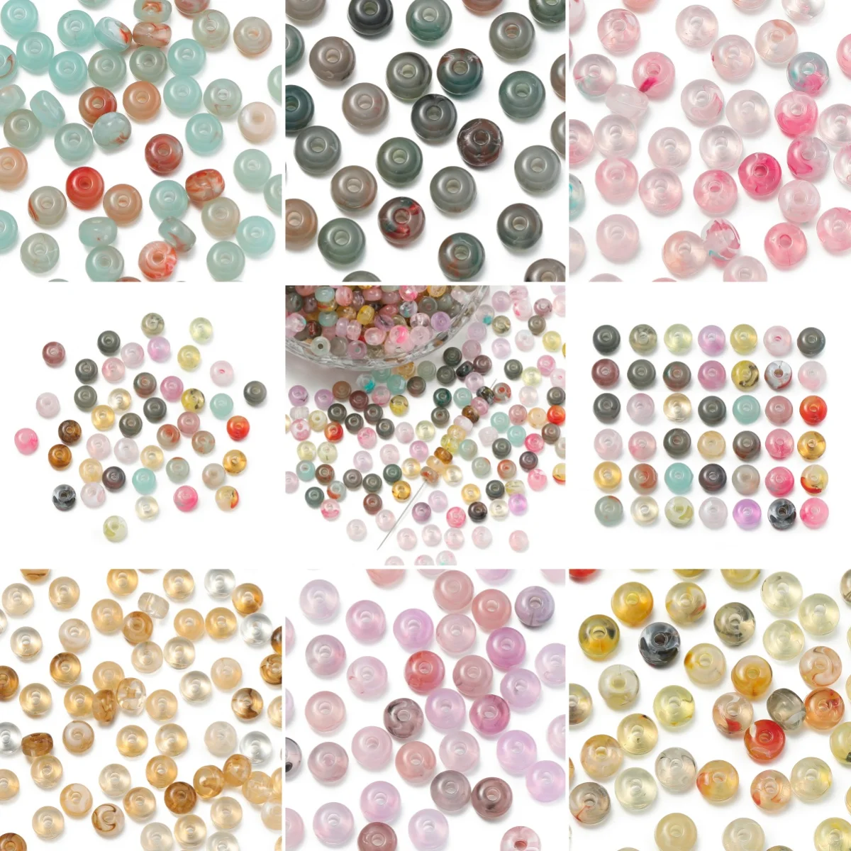 50/100pcs 7mm Colored Imitation Stone Beads  Acrylic Spacer Loose Beads for DIY Jewelry Necklaces Bracelets Making Beads