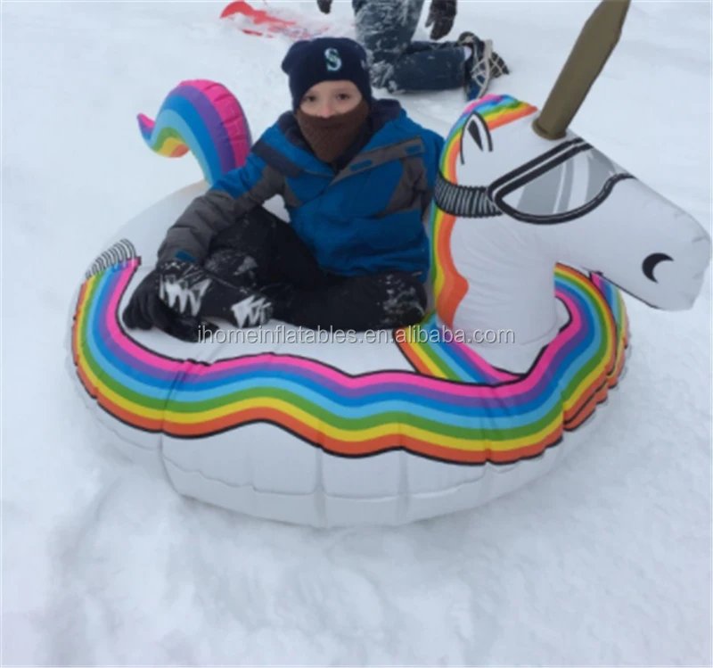 Tubo da neve invernale con unicorno gonfiabile in PVC di alta qualità Slitta e slitta da neve definitiva resistente al freddo 1