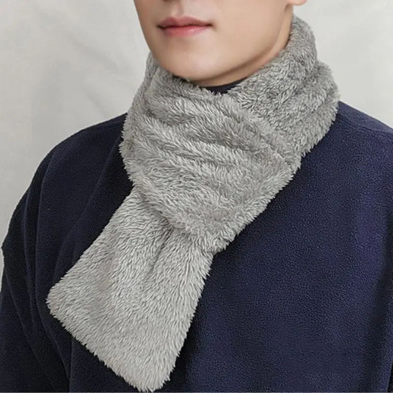 

Новый мужской зимний флисовый теплый шарф, теплый ветрозащитный бархатный шарф для защиты шеи, уличные походные лыжные шарфы, однотонный плюшевый шарф