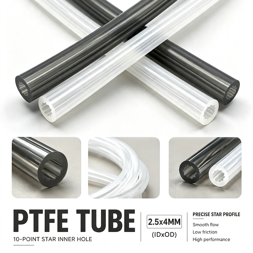 PTFE Tube Star Shaped ID 2.5mm OD 4mm Ultra Smooth Low Friction Filament Feed Tube For Bambu Lab AMS Ender 3 3D Printer Parts