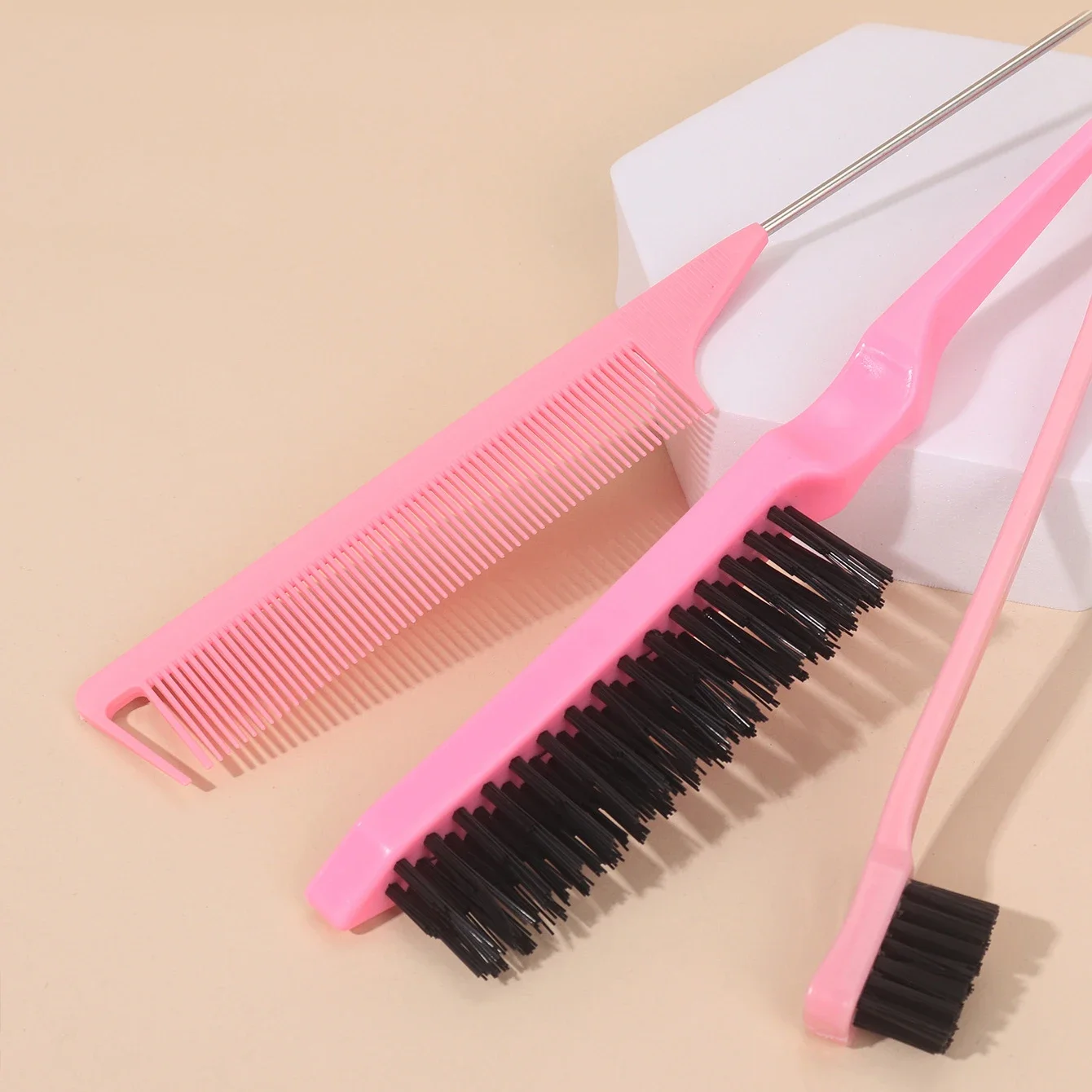 3pcs Double Sided Edge Control Hair Comb Hair Brush Styling Partition Combs Rat Tail Comb Teasing Comb Hairs Styling Accessories