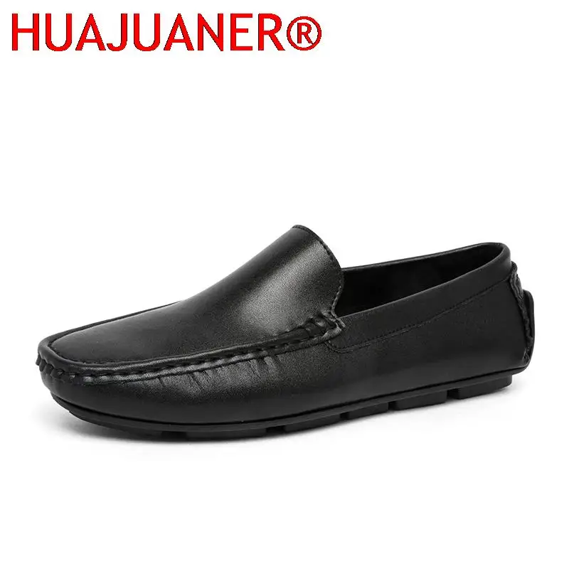 

Formal Outdoor Leather Casual Men's Shoes Upscale Slip on Gentleman Loafers Round Toe Comfortable Stylish Flats Man Shoes