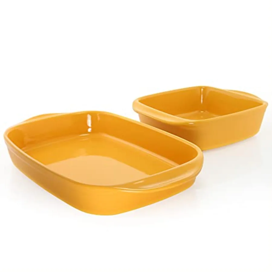 

Classic Ceramic 2-pc Simple Baker's Set 8" Sq Baker and 13" x 9" Rect Baker Marigold Yellow 2 pc Baker Set 93A-2033 MY