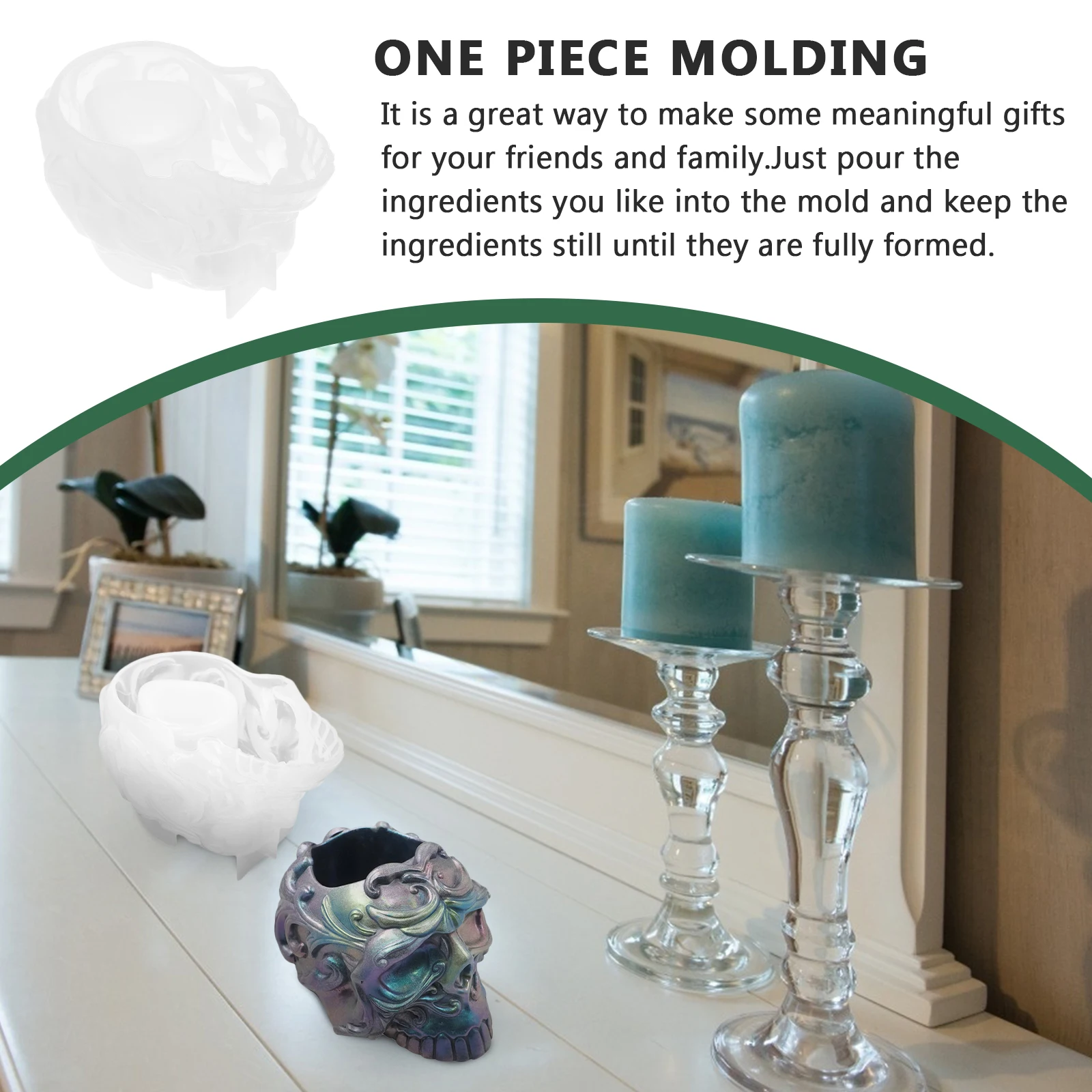 

Premium Silicone Skull Head Stick Molds Reusable Flexible Easy to Use and Clean Great Desktop Decoration