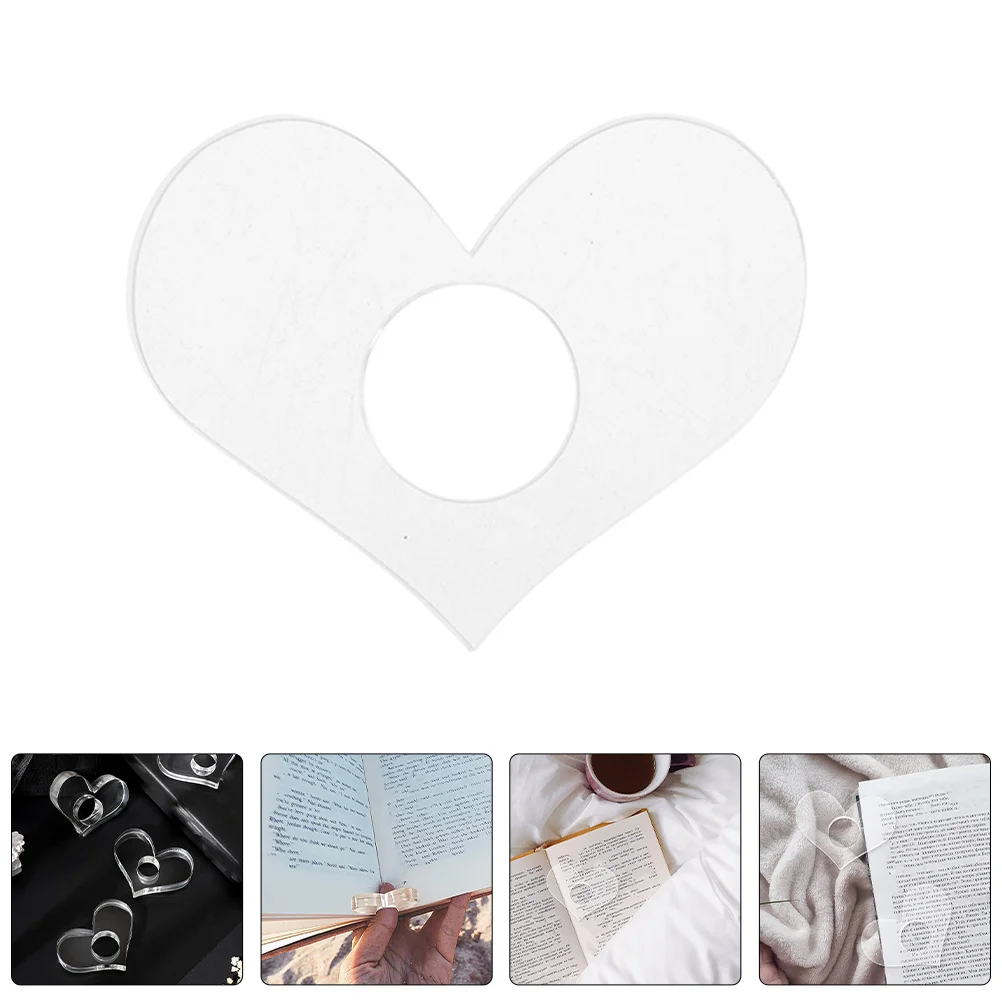 

4Pcs Heart Shaped Acrylic Transparent Thumb Bookmark Book Page Holder Reading Accessories Textbooks Novels Magazines