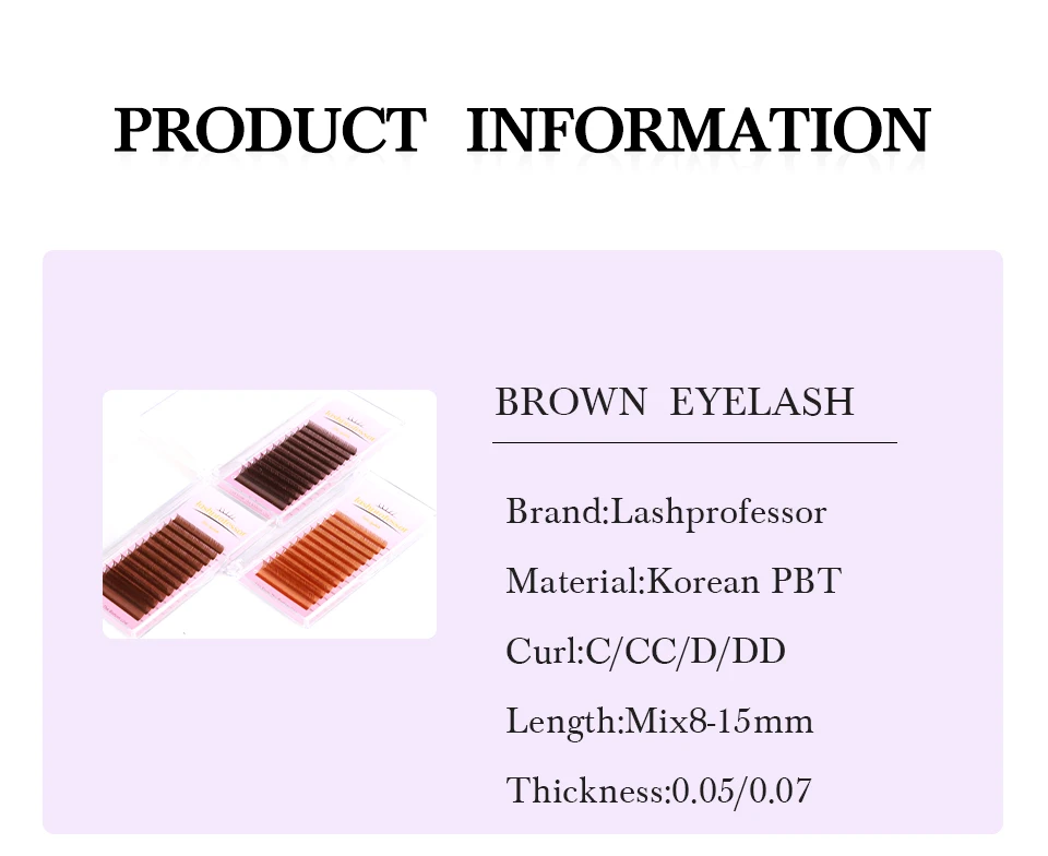 Neuer Stil der Wimpern Dunkelbraun Hellbraun Einzelwimpern 0,05/0,07 Curl C/D/CC/DD Farbe Weiche natürliche falsche Wimpern – Detail 3