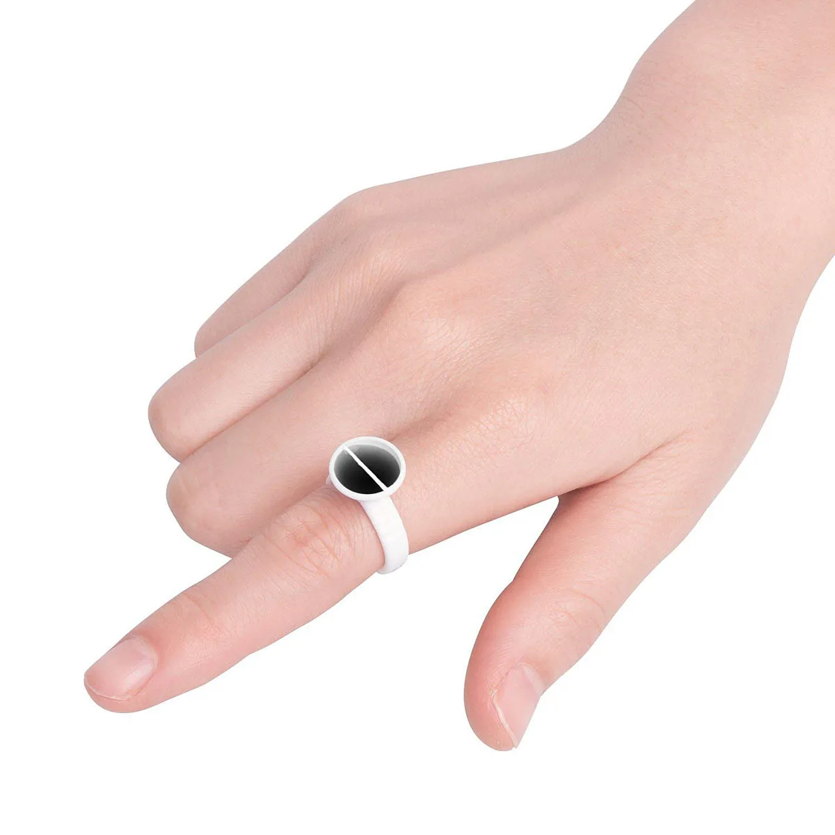 

500Pcs Easy Clean Eyelash Makeup Rings Tool Ink Ring Holder Disposable Pigment Container for Professional Artists Size S White