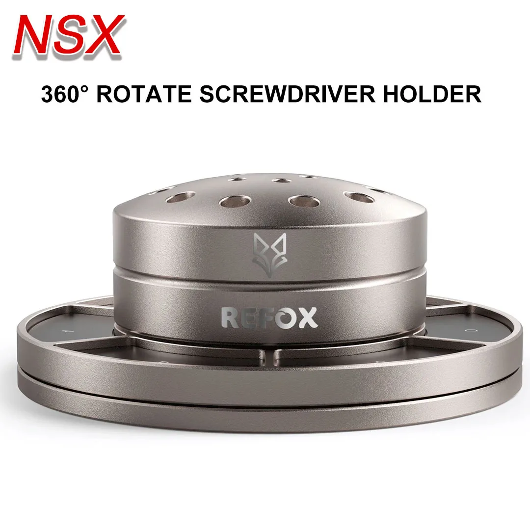 Refox RS40 Screwdriver Holder Multi-function Screwdriver Storage Holder Rotating Box 360° Rotate Non-Slip Base Storage Box