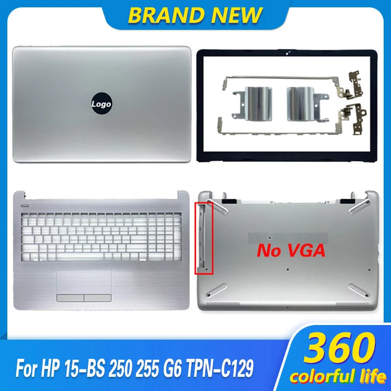 NEW For HP 15-BS 15-RA 15-BW 15-RB 250 255 G6 Laptop LCD Back Cover/Front Bezel/Hinges/Palmrest/Bottom Case 924892-001 Silver