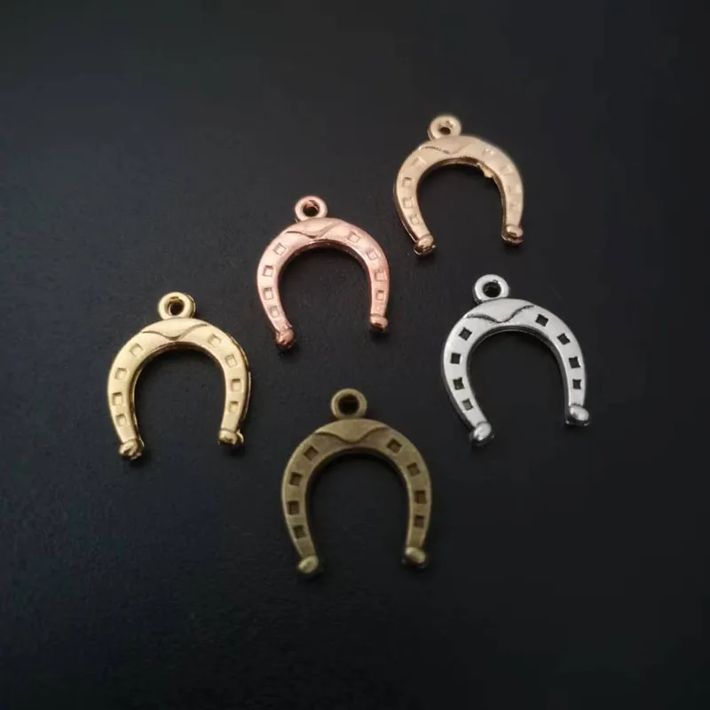 30pcs/lot  Alloy Charms 5 Colors Plated Alloy Horseshoe Charm Pendant Handmade Hanging Crafts 16x13mm