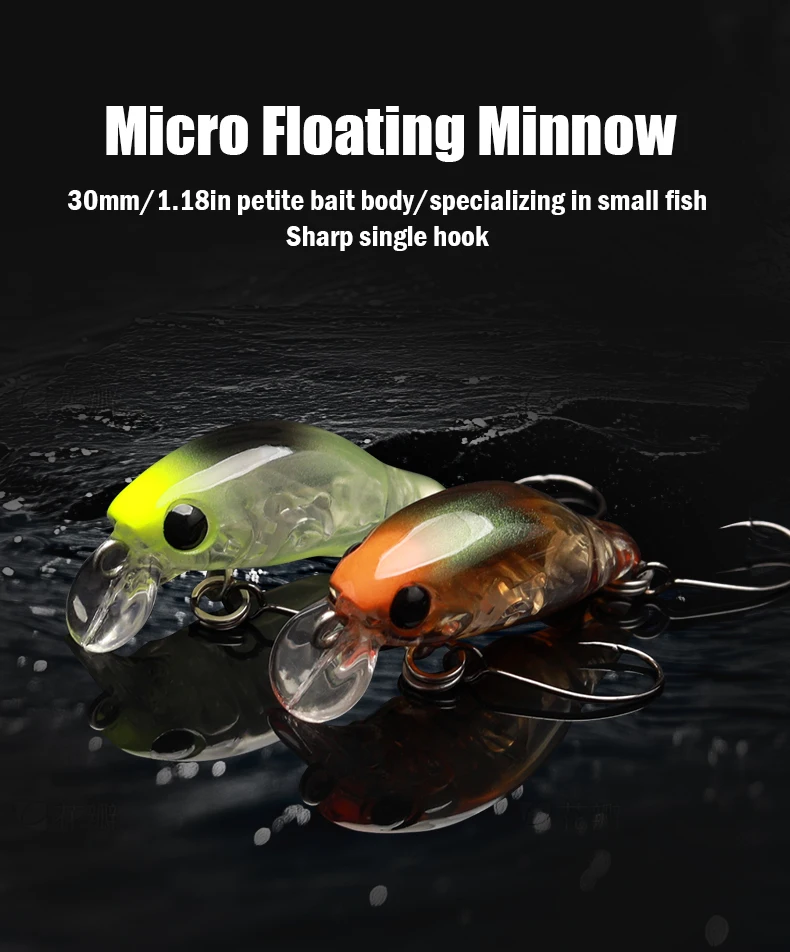 Leydun Puppet Surface Minnow Angelköder 30 mm 1,5 g schwimmend flach Tauchen Crankbait Angeln künstliche Swimbaits Tackles – Detail 1