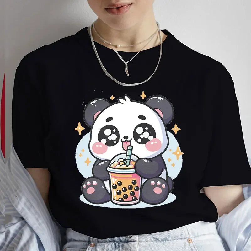 

Kawaii Boba Milk Tea Print T-shirt Women Harajuku Casual Short-Sleeve Tee Shirt Cute Cat Anime Cartoon Round Neck Tees Clothing