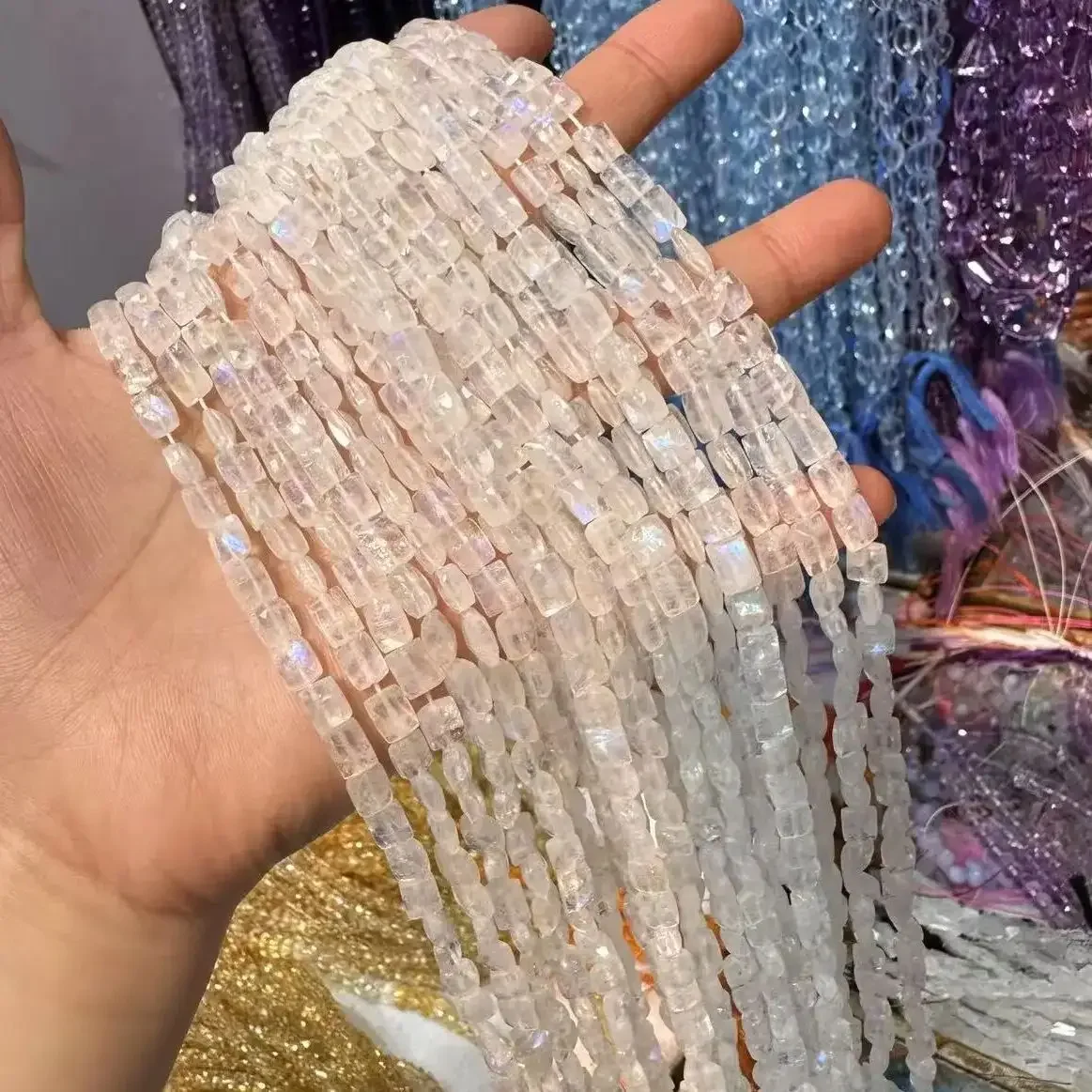 

AAAAA Natural Blue Moonstone Faceted Square Loose Beads Making DIY Bracelet Necklace For Jewelry For Woman Accessories Wholesale