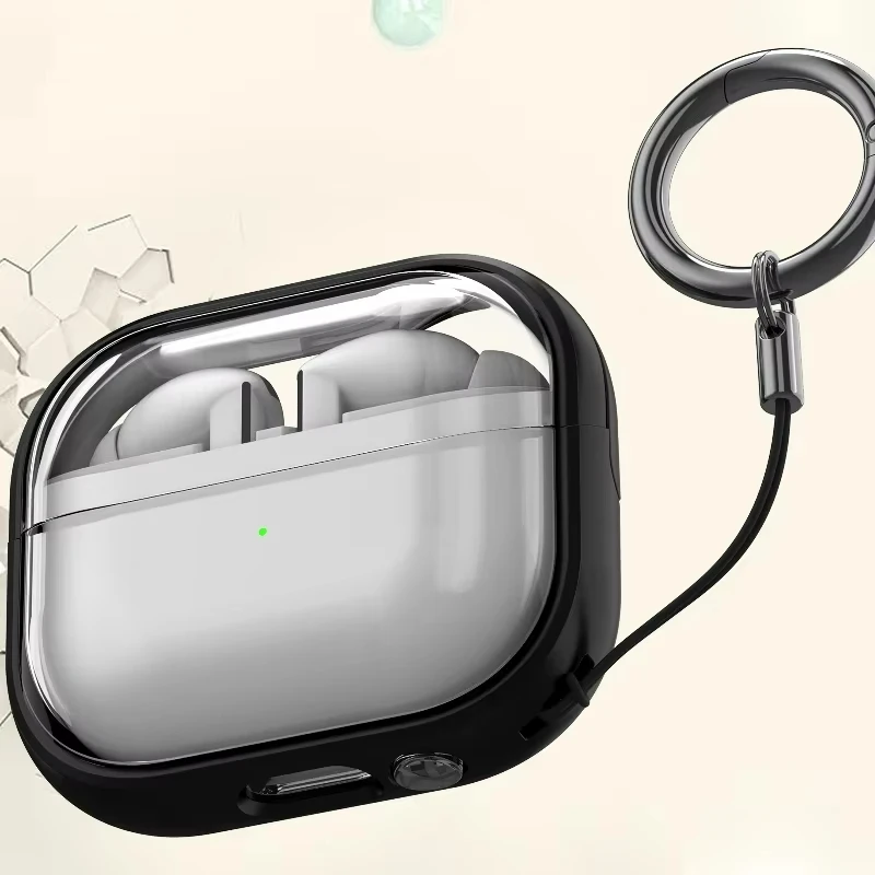 Samsung Galaxy Buds 3 Pro 케이스의 경우 고급 투명 스탠드 헤드폰 커버 Galaxy Buds 3 용 Bluetooth 이어 버드 충전 박스