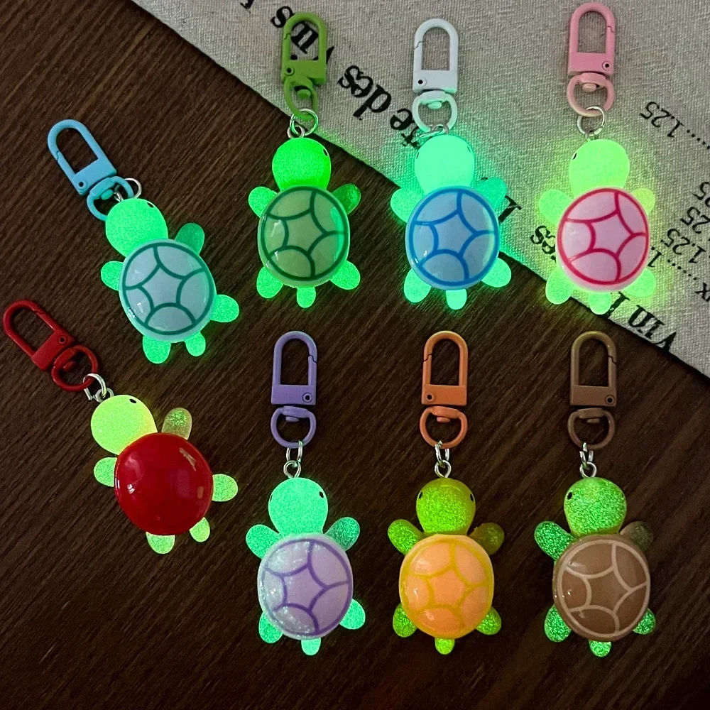 Cartoon Luminous Colored Turtle Pendant Keychain Resin Glow-in-the-dark Color Turtle Keyring Backpack Hangings Decoration Gifts