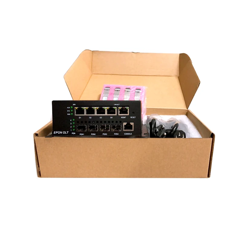 Vendita calda Mini 4 porte Gigabit EPON OLT rete interamente in fibra ricevitore in fibra ottica 4 OLT mini attrezzatura in fibra ottica