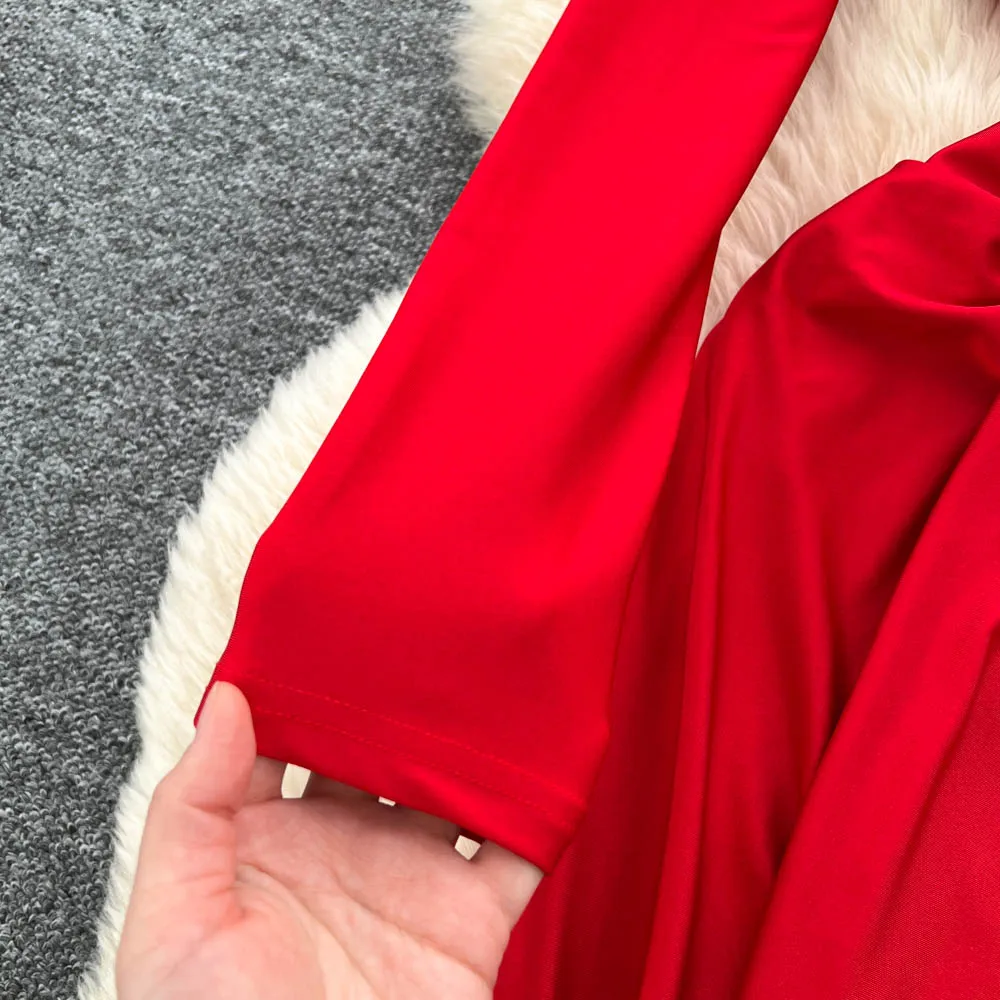 فستان بوهو أنيق عتيق بأكمام طويلة من حجر الراين أنيق على الموضة الكورية الجنية ملابس نسائية #4