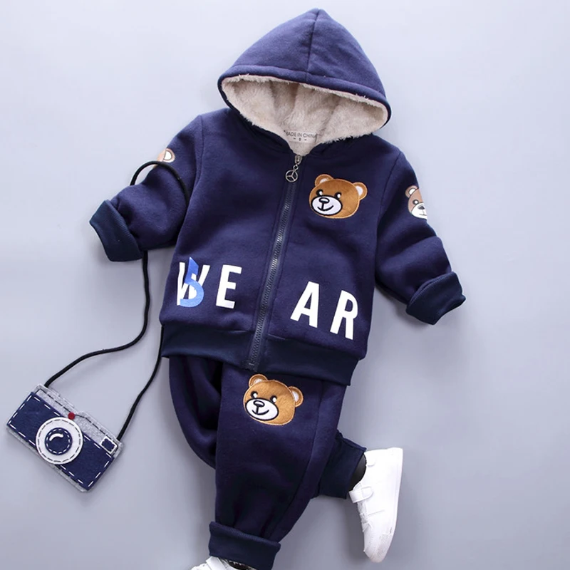 Hoodie Coat+Pants 2PCS Tracksuits 1 to 5 Yrs Baby Kids Clothes Autumn Toddler Boys Clothing Sets Kids Casual Girls Plush Outfit