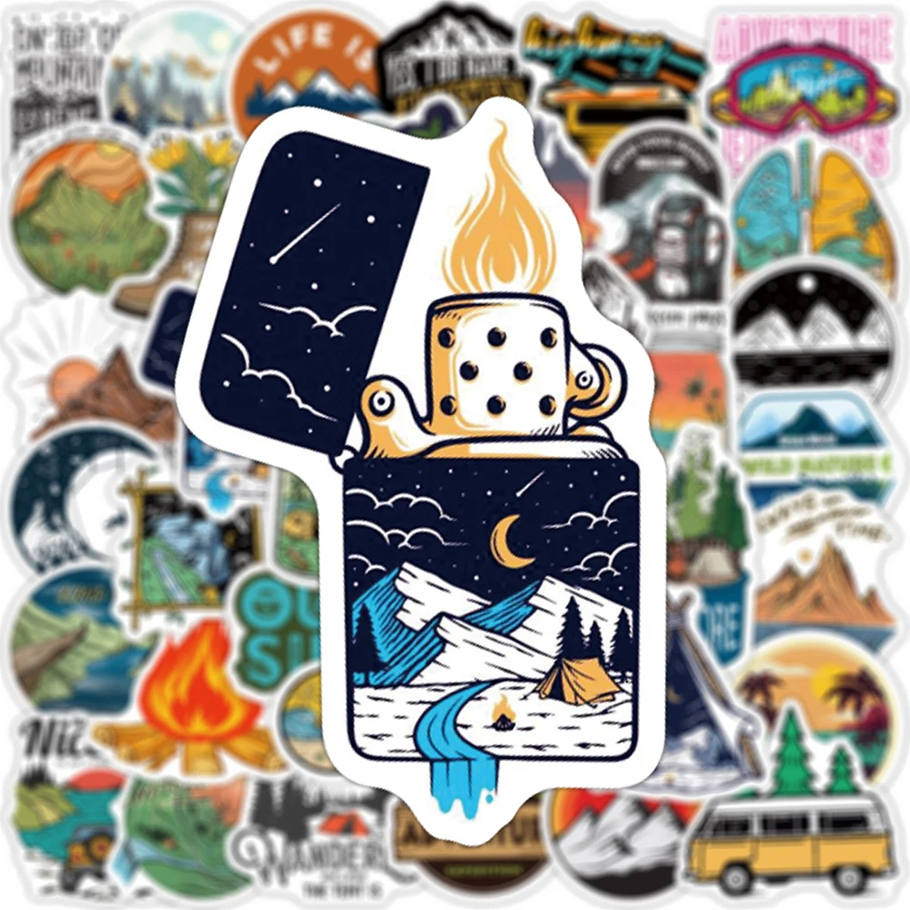 10/30/50/100pcs Outdoor Travel Hiking Camping Stickers Decal Skateboard Laptop Motorcycle Guitar Phone Car Waterproof Sticker