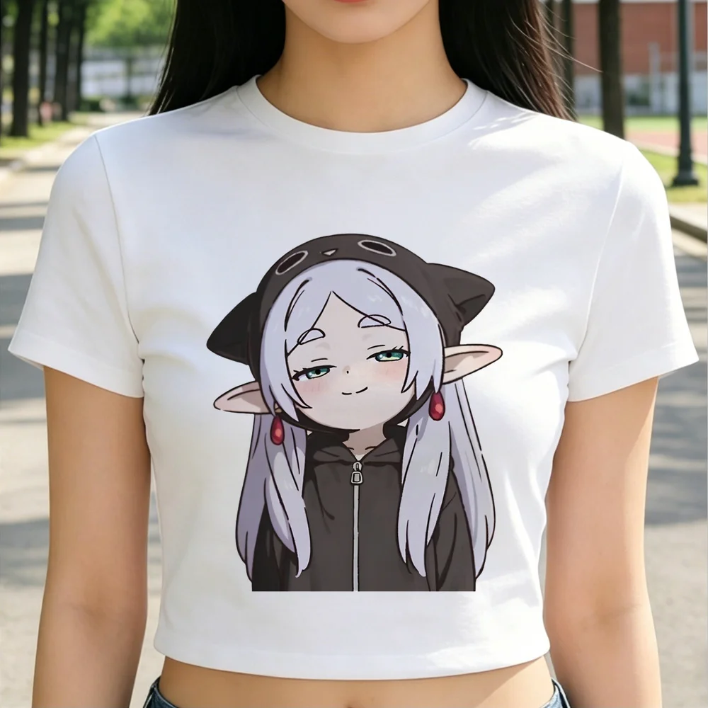 Frieren crop top women manga grunge cutecore anime 2000s t shirt cutecore japanese japan funny 2000s