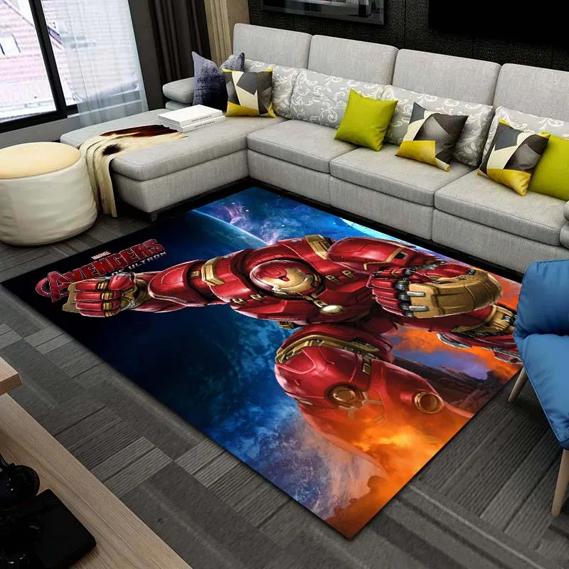 Marvel Iron Man Tony Stark Printing Carpet and Rug Living Room Bedroom Soft and Comfortable Decorative Carpet Exquisite Gift