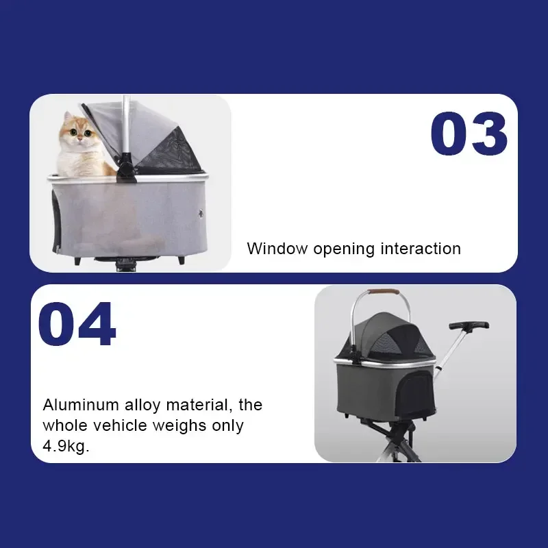 Factory Separable Expanded Pet Dog Cat Trolley Carrier Large Pet Strollers Durable Mesh Travel Carrier For Pets Dogs Cats