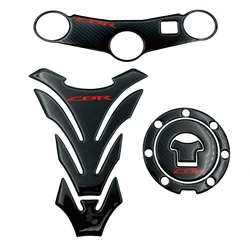 Autocollant de capuchon précieux en fibre de carbone 3D pour moto, décalcomanies de serrage supérieur à triple arbre pour Honda CBR600RR CBR 600 RR 2003 2004