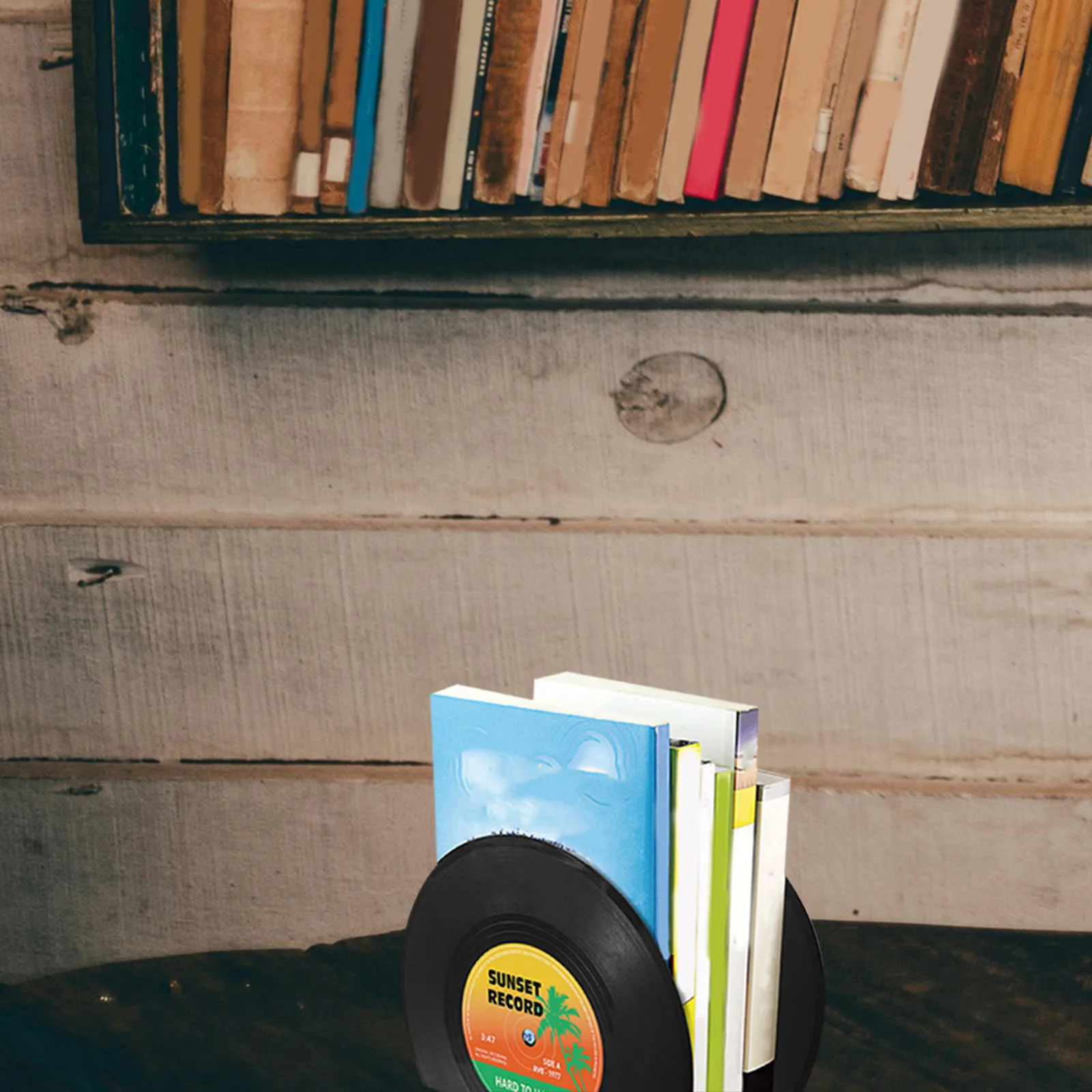 

1 Set Vinyl Shaped Bookends Resistant Smooth Surface Multi-Function Decorative Book Holder For Shelves Office Home