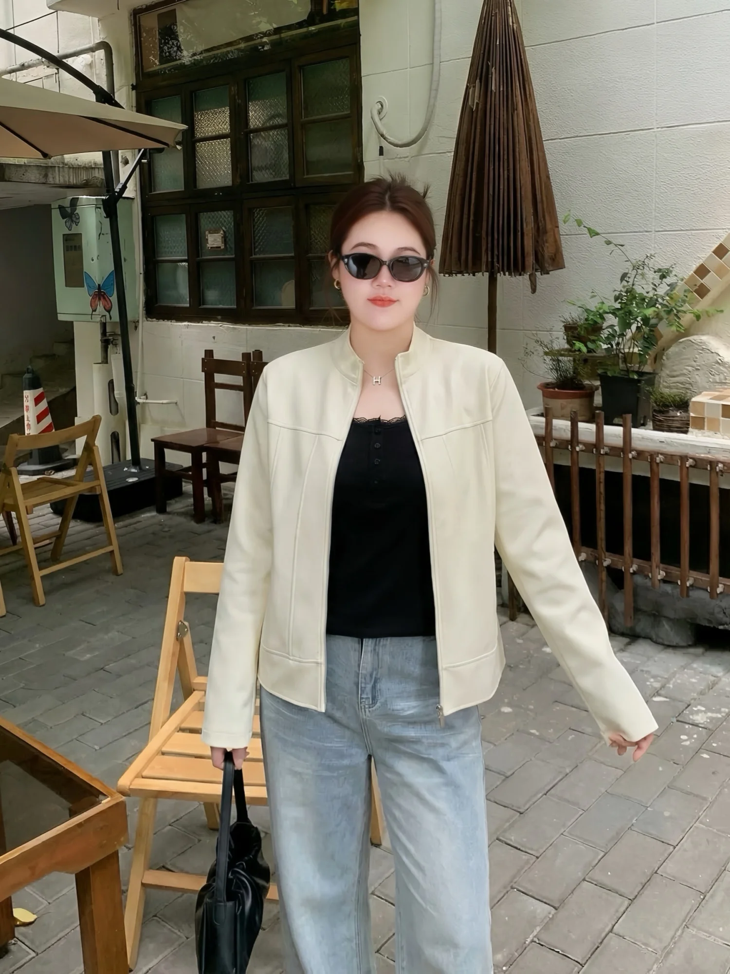 

Loose Fit Stand Collar Sweatshirt Jacket for plus Size Women Spring New Style Simple Versatile Comfortable Top Casual Wear