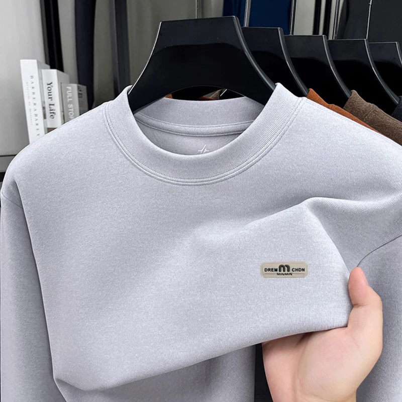 

High quality brand letter embroidered sweater men autumn winter new fashion comfort warm Korean style luxury round neck pullover