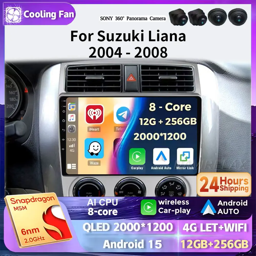 

Android 15 для Suzuki Liana 1 2004 2005 2006 2007-2013 CarPlay Автомобильный радиоприемник Мультимедийный видеоплеер GPS стерео головное устройство 5G WIFI