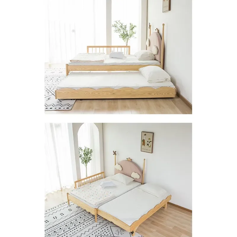 Kids Bedroom Furniture Cute Cartoon Style Storage Drawers Wooden Single Kids Bed Child Bed