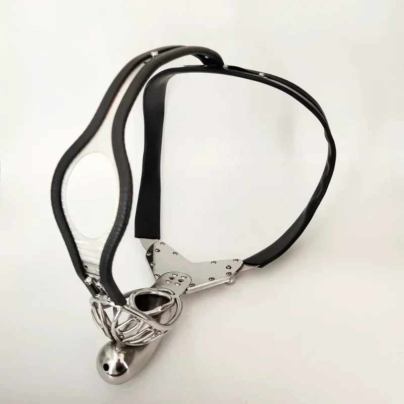 Male Stainless Steel Silicone Chastity Belt Fully Enclosed&Breathable Cock Cage Panties Underwear BDSM Bondage A Styleman Device