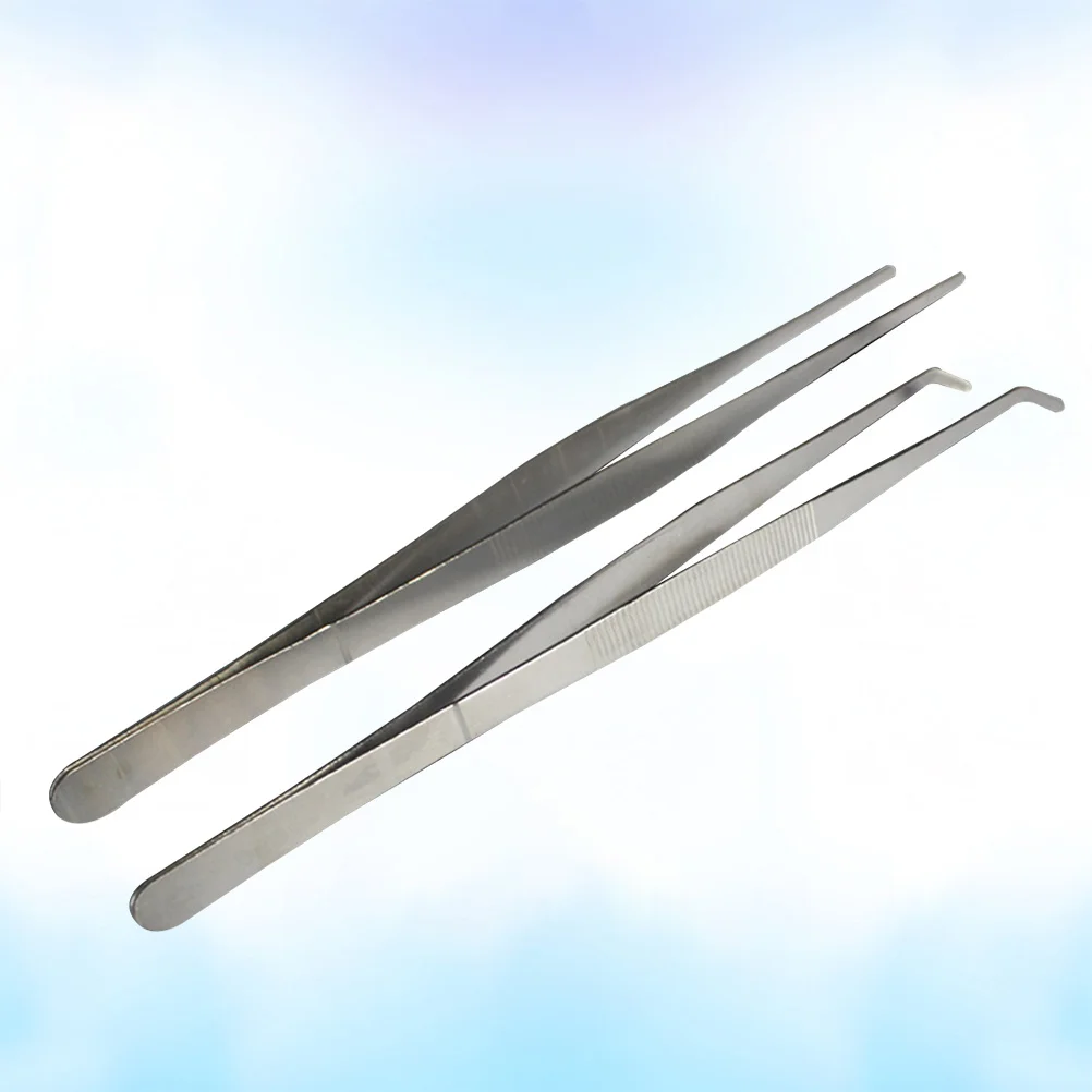 2 قطعة ملاقط تغذية بزاوية من الفولاذ المقاوم للصدأ مستقيمة منحنية من حشرات الزواحف للتعامل مع أدوات خياطة الملابس الطبية ذاتية الصنع #6