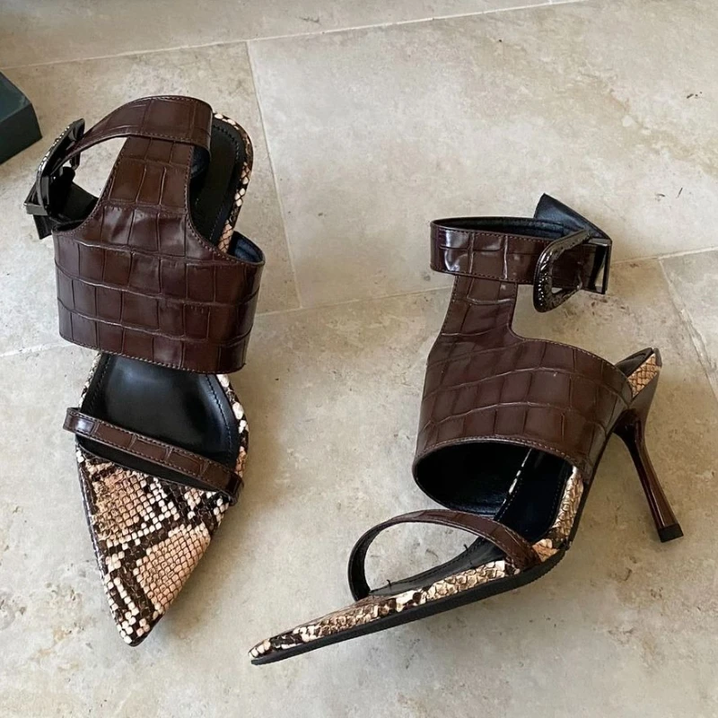 

Sexy Designer Brand Thin High Heels Ladies Pointed Toe Pumps Party Dress Shoes Female Elegant Ankle Strap Fashion Sandals Women