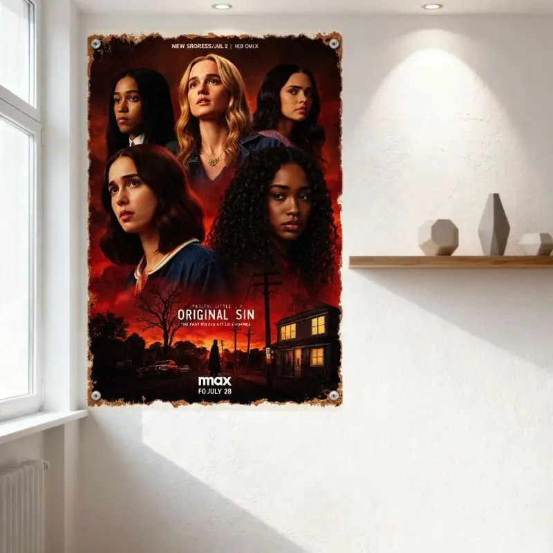 الأصلي الخطيئة HBO ماكس سلسلة خمر تين تسجيل-5 النساء المشهد الريفي الرجعية المعادن المشارك للمنزل بار جدار ديكور 8x12 بوصة #2