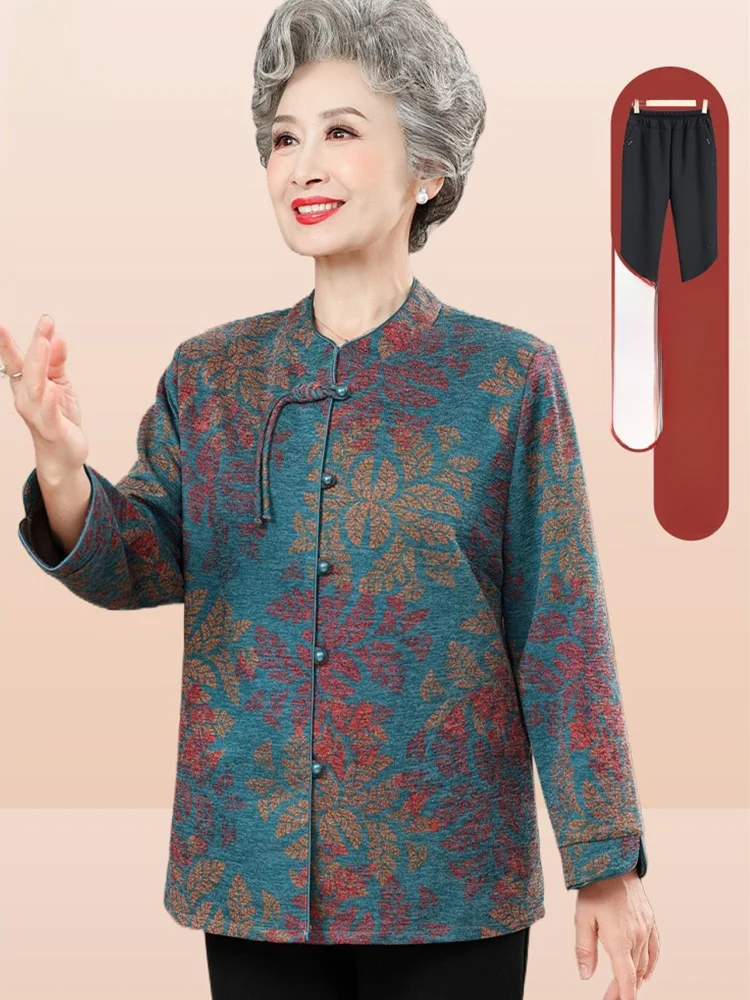 

Модная тонкая длинная блузка в китайском стиле для женщин среднего и старшего возраста, осенняя верхняя одежда, весенне-осенний топ