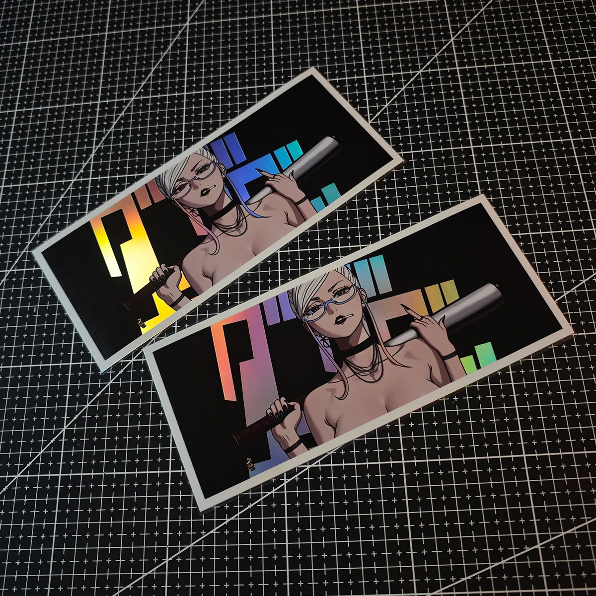 JDM Anime Girl Holographic Stickers, Waterproof Vinyl Decals for Car Decor