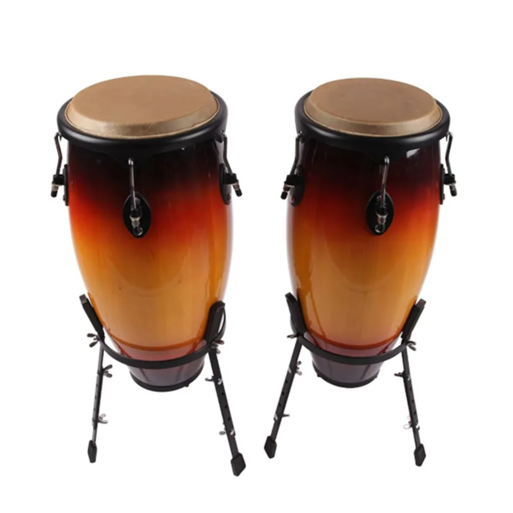 Instrumentos musicales profesionales, juegos de batería Conga de 10 pulgadas + 11 pulgadas con soporte